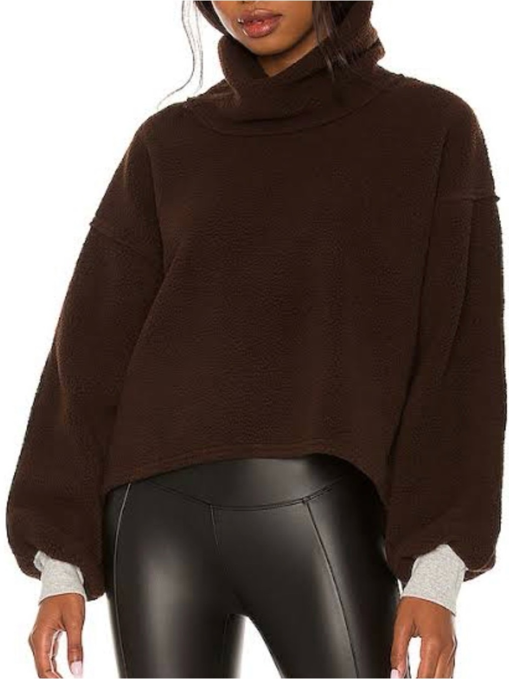 We the Free Elk Mountain Sherpa Oversized Brown Pullover Size Small